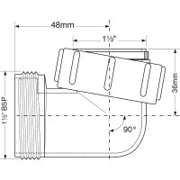 Переход McAlpine пластик, угловой, 1 1/2 нар./внутр. T4U