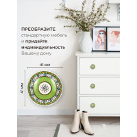 Керамическая ручка для мебели Blumen Haus Восточный узор цвет зеленый, рисунок золотой 66245