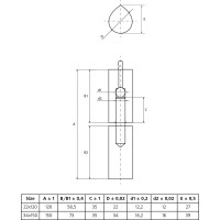 Приварная петля Palladium 22x120 мм УТ-00000772