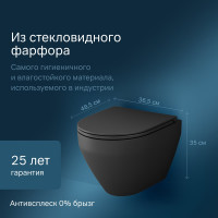 Подвесной унитаз AM.PM Spirit V2.0 FlashClean с сиденьем микролифт, черный матовый C701700MBSC