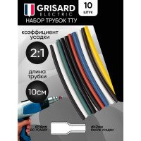 Набор термоусаживаемых трубок Grisard ElectricТТУ 4/2 (4хЧ, 2хБ, К, С, Ж, З) (10x10см/упаковка) GRE-016-0007