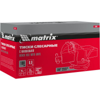 Слесарные тиски MATRIX 100 мм, поворотные, с наковальней 18600