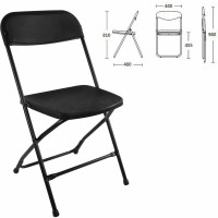 Складной стул для дома и офиса BRABIX  Golf CF-002, черный каркас, пластик черный, 531563