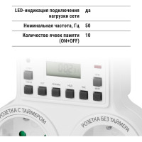 Розеточный таймер TDM ELECTRIC ТРЭ-03-1мин/7дн-10on/off-2х8А-2р недельный, 2 розетки SQ1506-0006