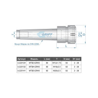 Патрон цанговый MSB3-ER40, хвостовик конус Морзе, DIN228-A, с набором цанг 15 шт. 4-26 мм GRIFF b220324
