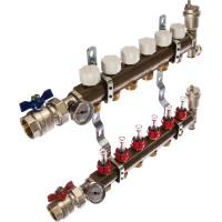 Распределительный коллектор из латуни с расходомерами 6 вых. STOUT SMB 0473 000006