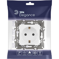 Розетка со шторками ЭРА Elegance 2P+E Schuko, 16A-250В, IP20, белый 14-2102-01 Б0034272