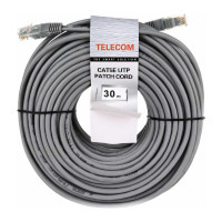 Литой патчкорд Telecom UTP, категория 5е, 30,0м, серый NA102--30M