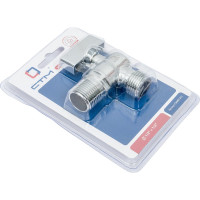 Шаровой угловой кран для бытовых приборов СТМ 1/2х1/2", ш/ш, с отражателем бабочка, удлиненная резьба, хром CAMR1212