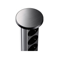 Выдвижная встраиваемая розетка Mebax 105W 3 секции Чёрный Механический d60мм 2 USB влагозащита, 00-00001161