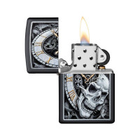 Зажигалка ZIPPO Skull Clock, с покрытием Black Matte, 36x12x56 мм, 29854