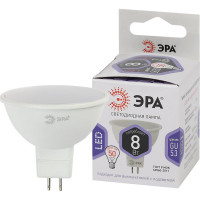 Светодиодная LED лампа ЭРА, MR16-8W-860-GU5.3 диод, софит, 8Вт, холодный, GU5.3 10/100/4200 Б0049071