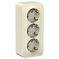 3-ая розетка Systeme Electric BLANCA открытой установки, с заземлением, без шторок, молочный BLNRA010312