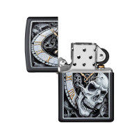 Зажигалка ZIPPO Skull Clock, с покрытием Black Matte, 36x12x56 мм, 29854