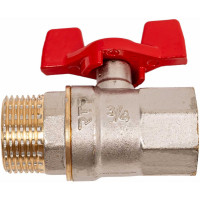 Кран шаровой RTP латунный, вн/нар., PN 25, ручка бабочка G 3/4 34893