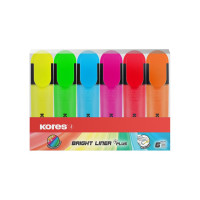 Текстовыделители Kores BRIGHT LINER PLUS скошенный наконечник, 1-5 мм, набор 6 цветов 1271207