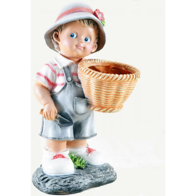 ООО СКАЗКА Садовая фигура Мальчик с корзиной кашпо 21x23x40 см 1.5 кг JNG467