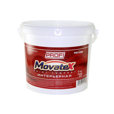 Movatex Краска водоэмульсионная интерьерная PROFI моющаяся супербелая 7кг Т04682