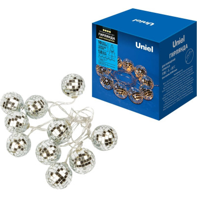 Uniel Гирлянда светодиодная «Диско», на батарейках ULD-S1800-010/STB/3AA WARM WHITE IP20 DISCOBALLS UL-00008423