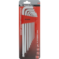 Набор имбусовых ключей MATRIX HEX 9 шт экстра-длинный с шаром 16410