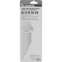 Набор имбусовых ключей MATRIX HEX 9 шт экстра-длинный с шаром 16410