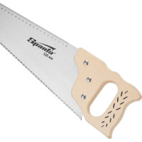 Ножовка по дереву SPARTA 400 мм, 7-8 ТРI, каленый зуб, линейка, деревянная рукоятка 231855