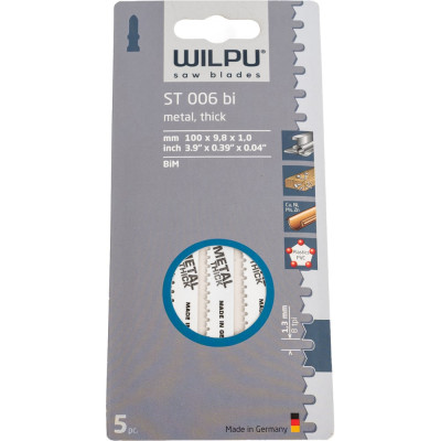 Пилка по металлу ST 006 bi 5 шт. WILPU 280000005