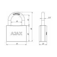 Навесной замок AJAX PD-01-63 англ. 3 кл., коробка 42241