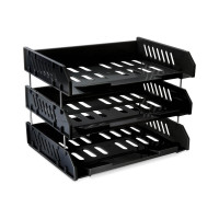 Набор горизонтальных лотков для бумаг Стамм Сити 3 шт, на металлических стержнях, широкая загрузка ЛТ560