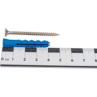 Набор для крепления ВИРТУОЗ дюбель 6х40 К, шуруп 4х50 потайная головка, желтый цинк, 18 шт. 29010