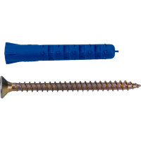 Набор для крепления ВИРТУОЗ дюбель 6х40 К, шуруп 4х50 потайная головка, желтый цинк, 18 шт. 29010