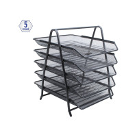 Горизонтальный лоток для бумаг BERLINGO Steel&Style 5 секций, металл, черный BMs_41052