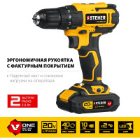Дрель-шуруповерт STEHER 20В, 2 АКБ 2Ач CD-200-2