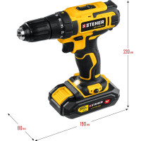 Дрель-шуруповерт STEHER 20В, 2 АКБ 2Ач CD-200-2