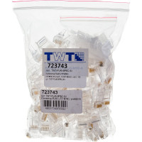 Коннектор TWT RJ45 UTP 8P8C, универсальный, со вставкой, cat.6, 100 шт. PL45-8P8C-6V