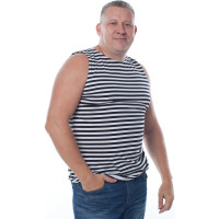 Армейская тельняшка без рукавов, 100% хлопок БЕРТА (черная полоса) 703ч-48-50