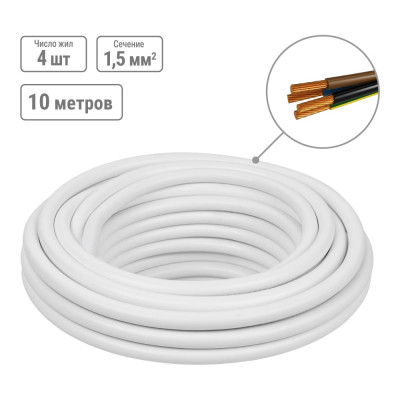 Провод TDM ELECTRIC ПВС 4х1,5 ГОСТ 10м, белый SQ0118-0071