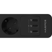 Удлинитель с USB зарядкой HARPER UCH-560 Black H00003013