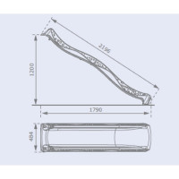 Скат MoyDvor YULVO, HDPE желтый, высота 1200 мм, длина 2196 мм, с подключением к воде YULVO-желтый