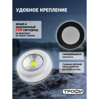 Светодиодный фонарь подсветка Трофи SB-101 пушлайт СОВ, 3хААА, белый, 1шт в пакете Б0052747