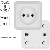 Розетка TDM ELECTRIC 2П открытой установки IP20 10А 250В керамика белая "Ладога" SQ1801-0110
