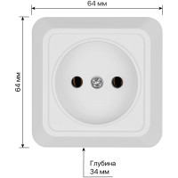 Розетка TDM ELECTRIC 2П открытой установки IP20 10А 250В керамика белая "Ладога" SQ1801-0110