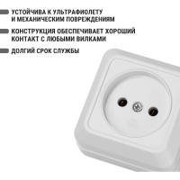 Розетка TDM ELECTRIC 2П открытой установки IP20 10А 250В керамика белая "Ладога" SQ1801-0110