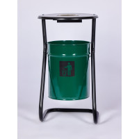 Металлическая уличная урна ПРОФМЕТСТИЛЬ зеленая, с пепельницей 600