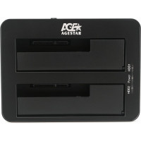 Докстанция AgeStar USB 3.0 2x2,5"/3,5" SATAIII, clone, пластик+алюминий, серебр, 3UBT8 (SILVER)