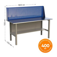 Стол верстак IRONMEBEL ML 1800 с экраном M-SMLMDCE1800new