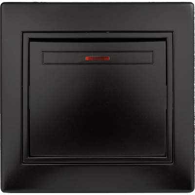 Выключатель Intro Plano 1-102-05 одноклавишный с подсветкой, 10А-250В, IP20, СУ, антрацит, Б0053734