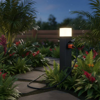 Садово-парковый светильник FERON с розеткой, 230V E27, DH0206, черный (столб) 11682