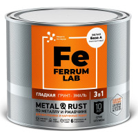 Грунт-эмаль FERRUM LAB по ржавчине 3 в 1 белая полуматовая база А, банка 1,8 л 213368