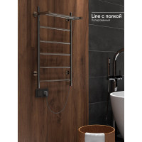 Полотенцесушитель INDIGO Line electro с полкой, 80/50, (скр.монтаж, унив.подкл.R/L, полиров.) LСLE80-50PR